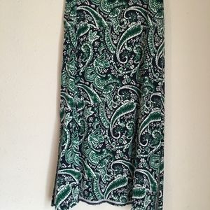 Talbots navy/dark green paisley soft midi skirt